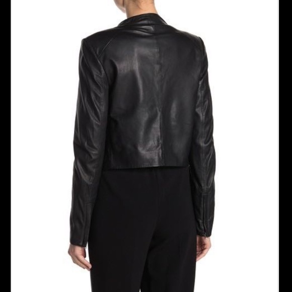 Theory Draped Crossover Lambskin Leather Jacket - Picture 5 of 5